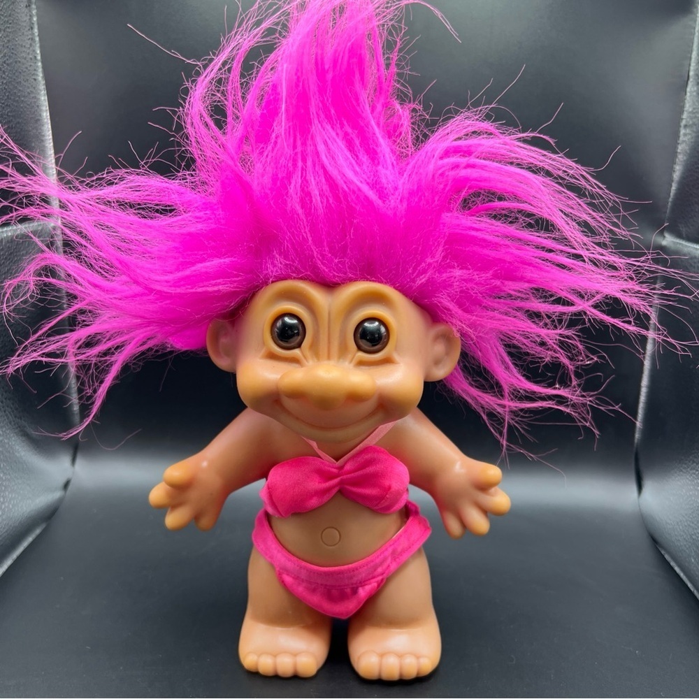 Vintage Russ Troll Doll Pink Hair Two Piece Swim Bathing Suit Pink Bikini - Picture 2 of 12